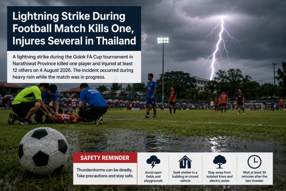 Lightning Strike During Football Match Kills One, Injures Several in Thailand